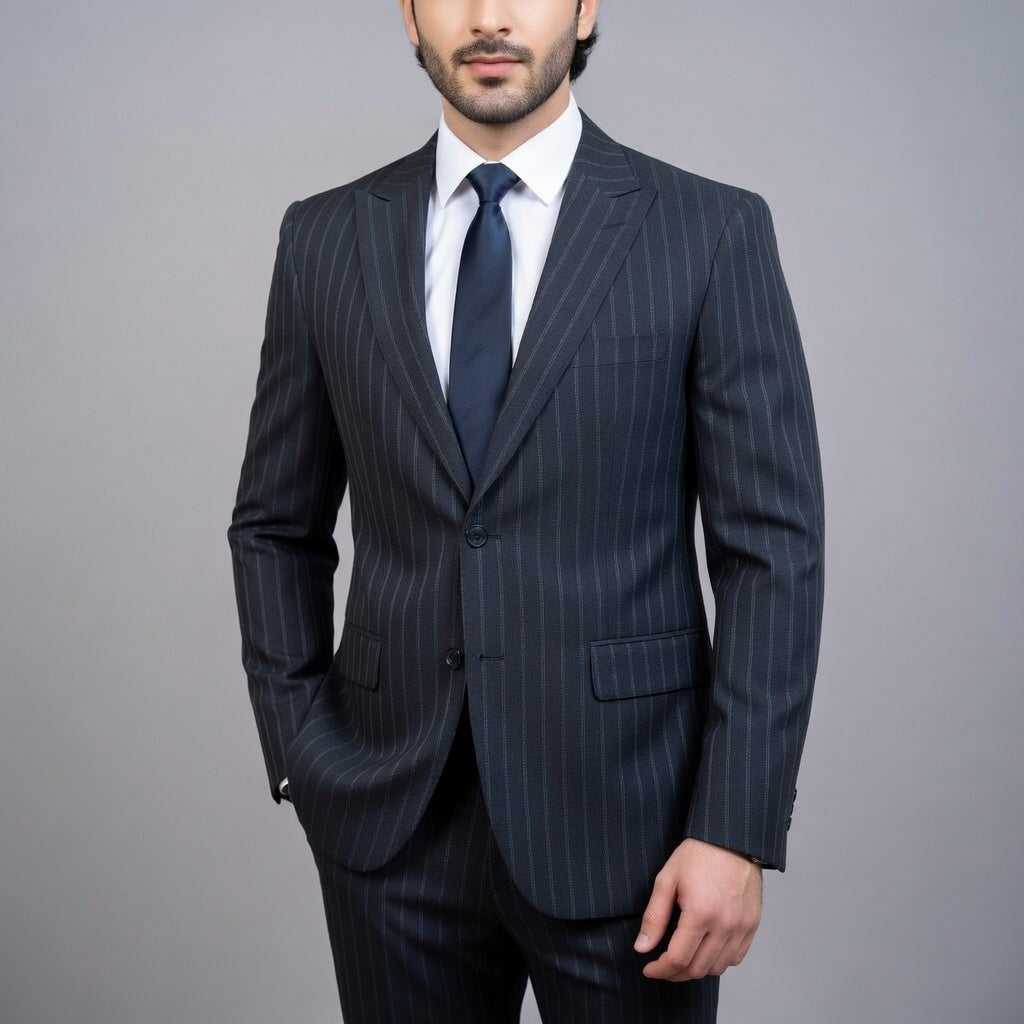 Charcoal Grey Pinstripe Suit - Confident elegance