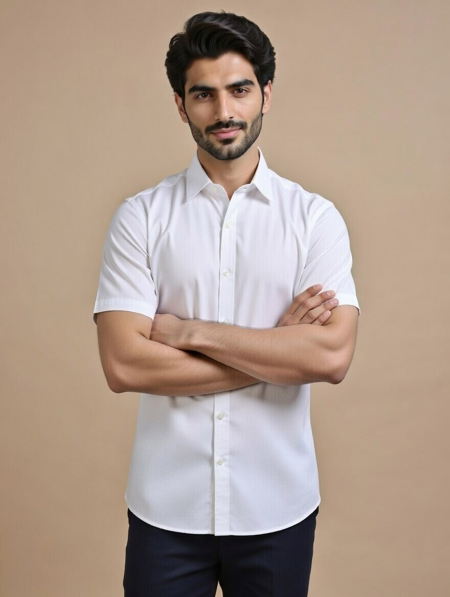 Classic White Half Sleeve Shirt – Timeless Crisp Corporate Essential