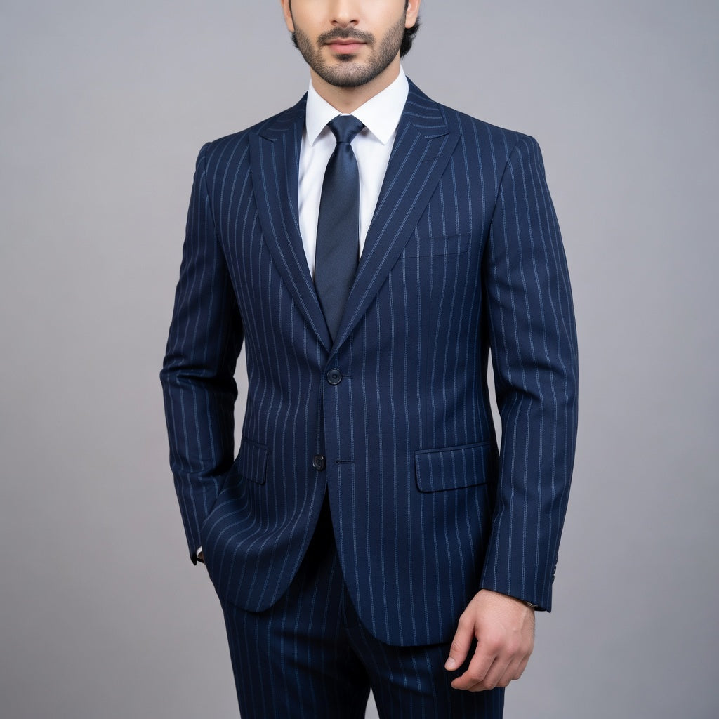 Oxford Blue Pinstripe Suit - Heritage-inspired tailoring with a polished finish