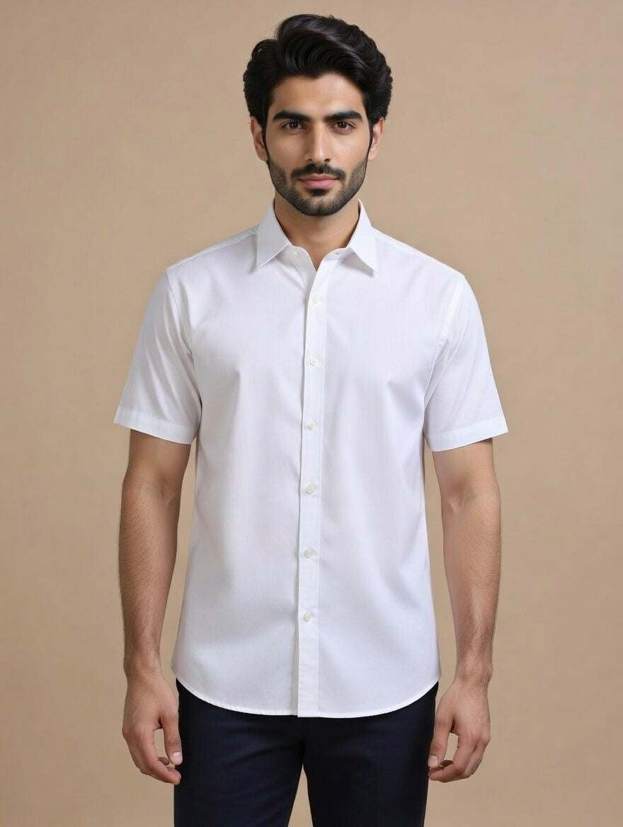 Classic White Half Sleeve Shirt – Timeless Crisp Corporate Essential