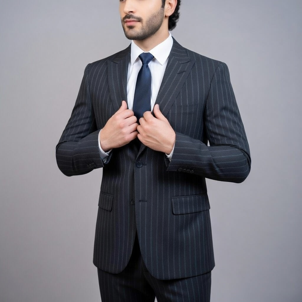 Charcoal Grey Pinstripe Suit - Confident elegance