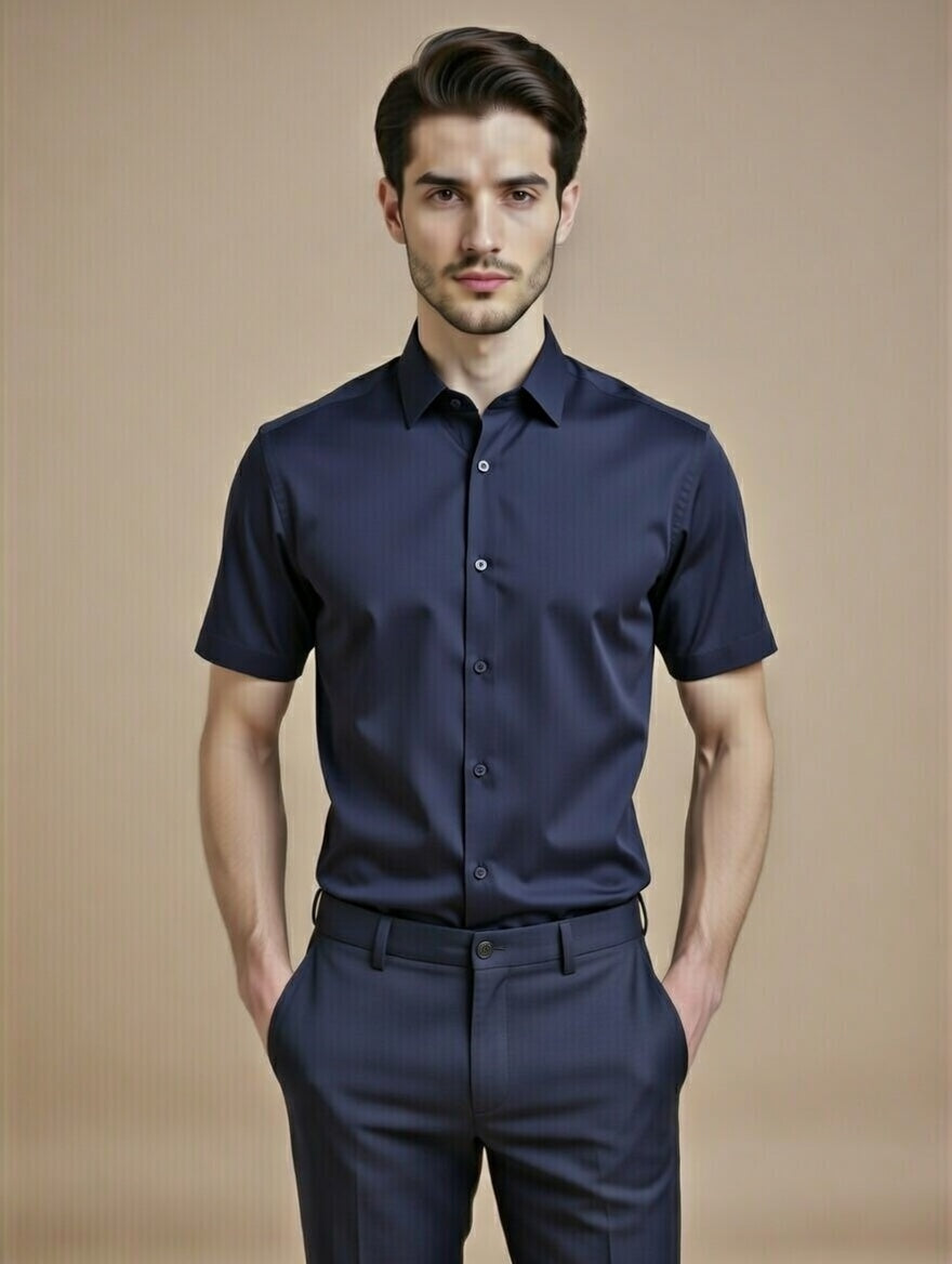 Navy Blue Half Sleeve Shirt – Confident Executive Wardrobe Staple