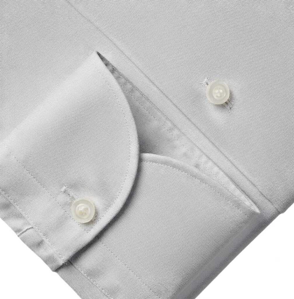 Men’s light grey cotton formal shirt with classic collar and long sleeves by Brands & Blends