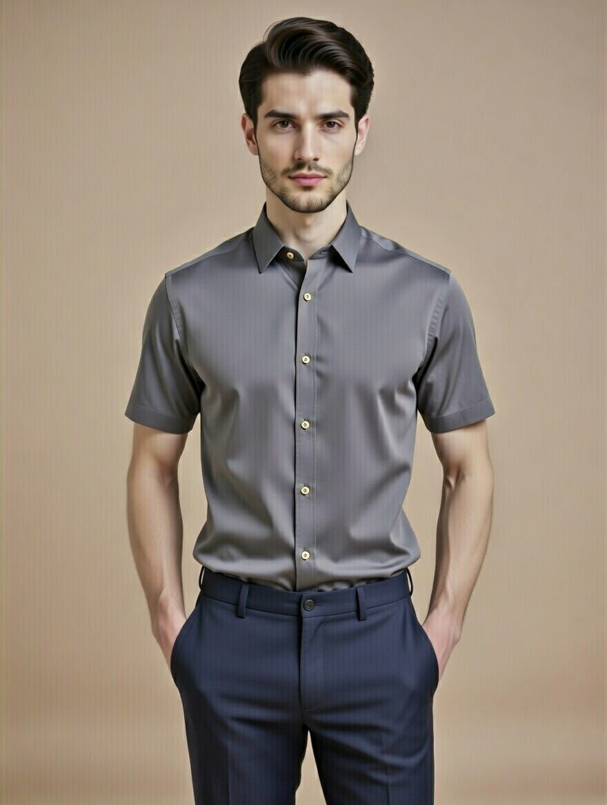 Steel Grey Half Sleeve Shirt – Sharp Contemporary Workwear Choice