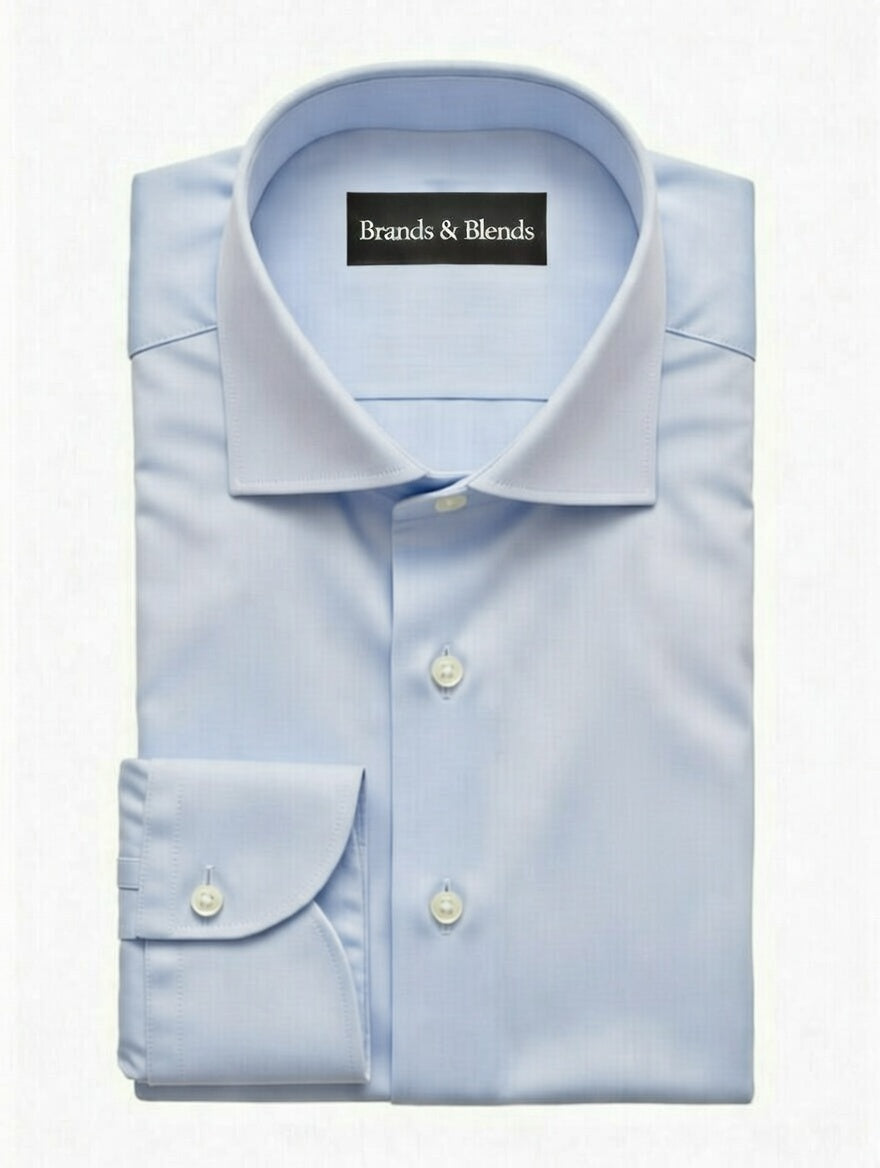 Light blue dress shirt with a 'Brands & Blends' label on a white background