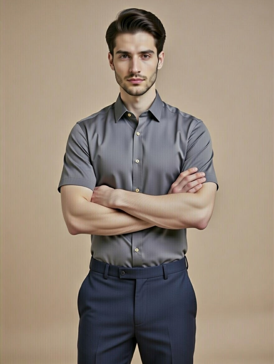 Steel Grey Half Sleeve Shirt – Sharp Contemporary Workwear Choice