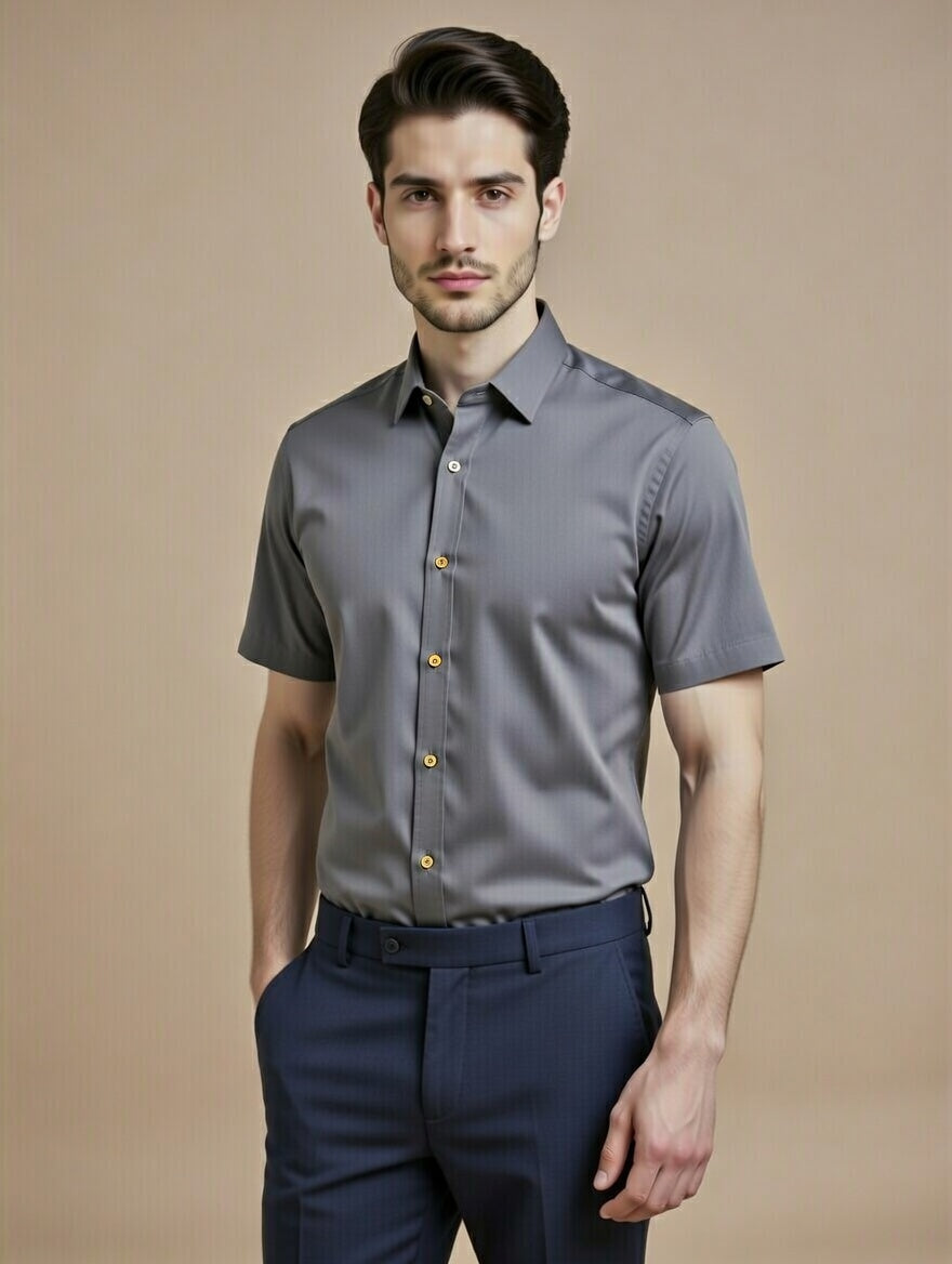 Steel Grey Half Sleeve Shirt – Sharp Contemporary Workwear Choice