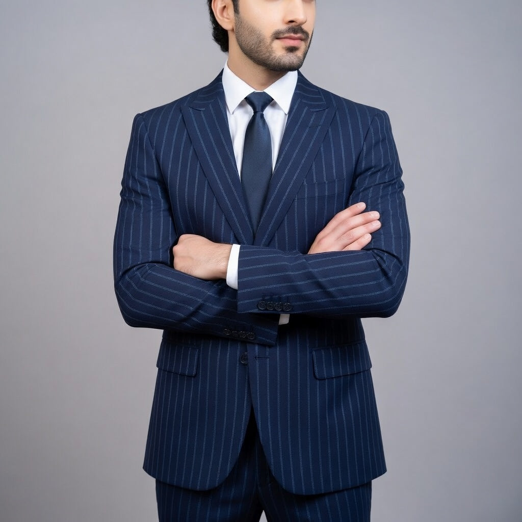 Oxford Blue Pinstripe Suit - Heritage-inspired tailoring with a polished finish