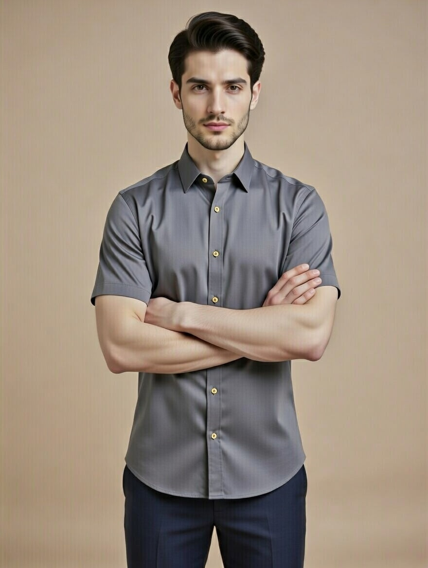 Steel Grey Half Sleeve Shirt – Sharp Contemporary Workwear Choice