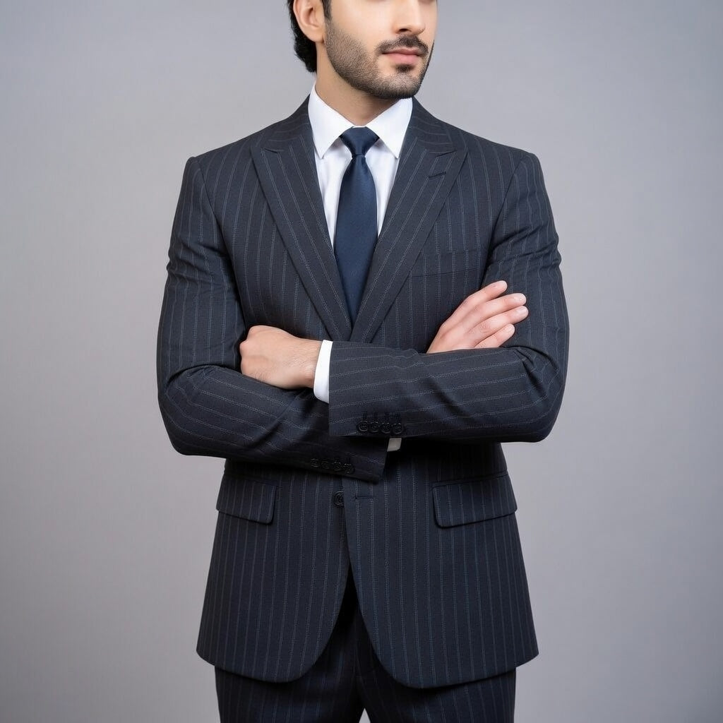 Charcoal Grey Pinstripe Suit - Confident elegance