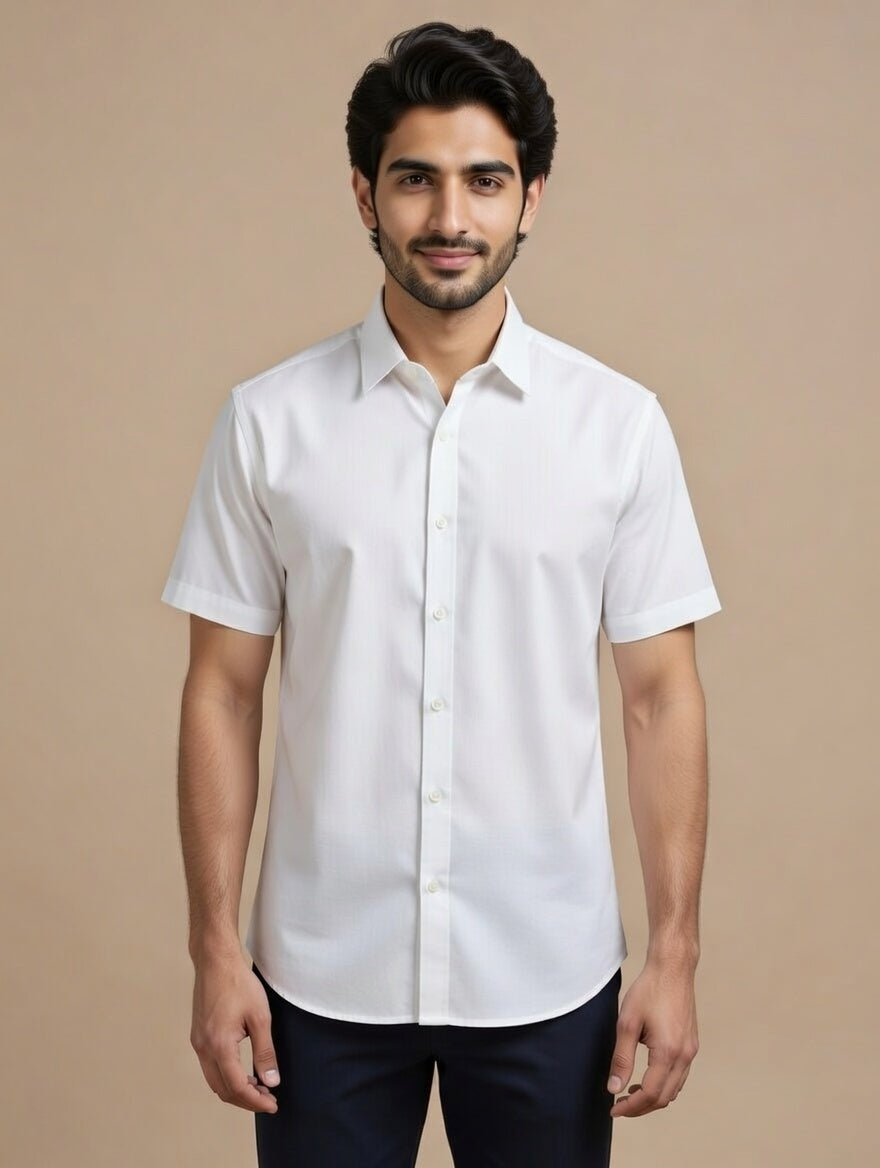 Classic White Half Sleeve Shirt – Timeless Crisp Corporate Essential