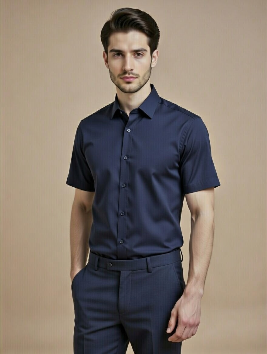Navy Blue Half Sleeve Shirt – Confident Executive Wardrobe Staple