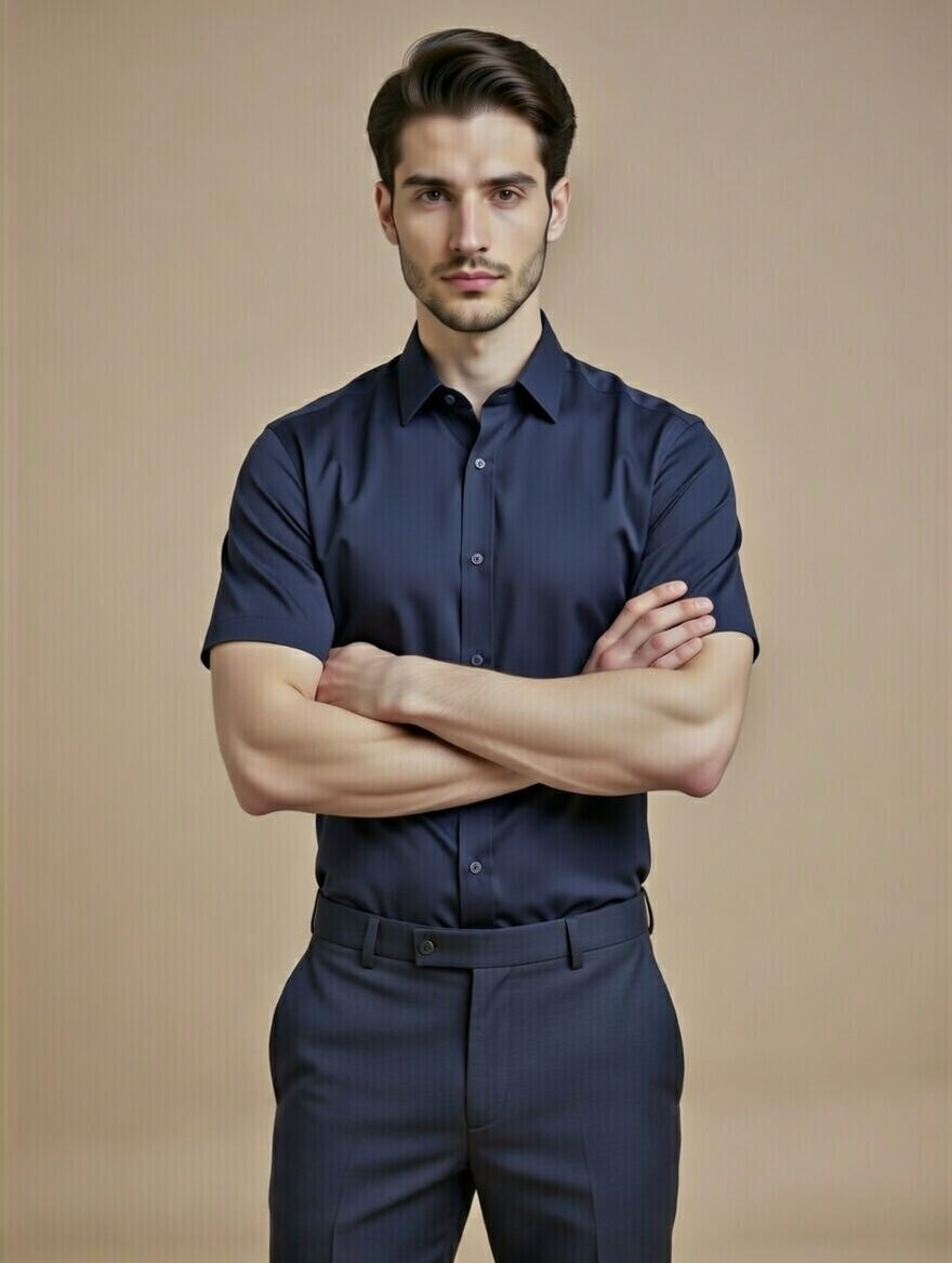 Navy Blue Half Sleeve Shirt – Confident Executive Wardrobe Staple