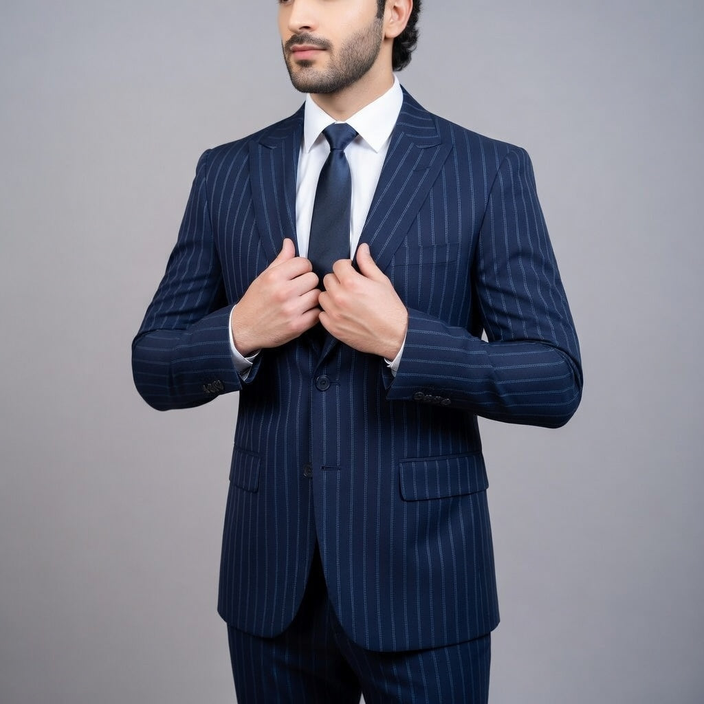 Oxford Blue Pinstripe Suit - Heritage-inspired tailoring with a polished finish