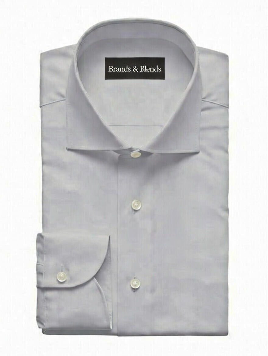 Men’s light grey cotton formal shirt with classic collar and long sleeves by Brands & Blends