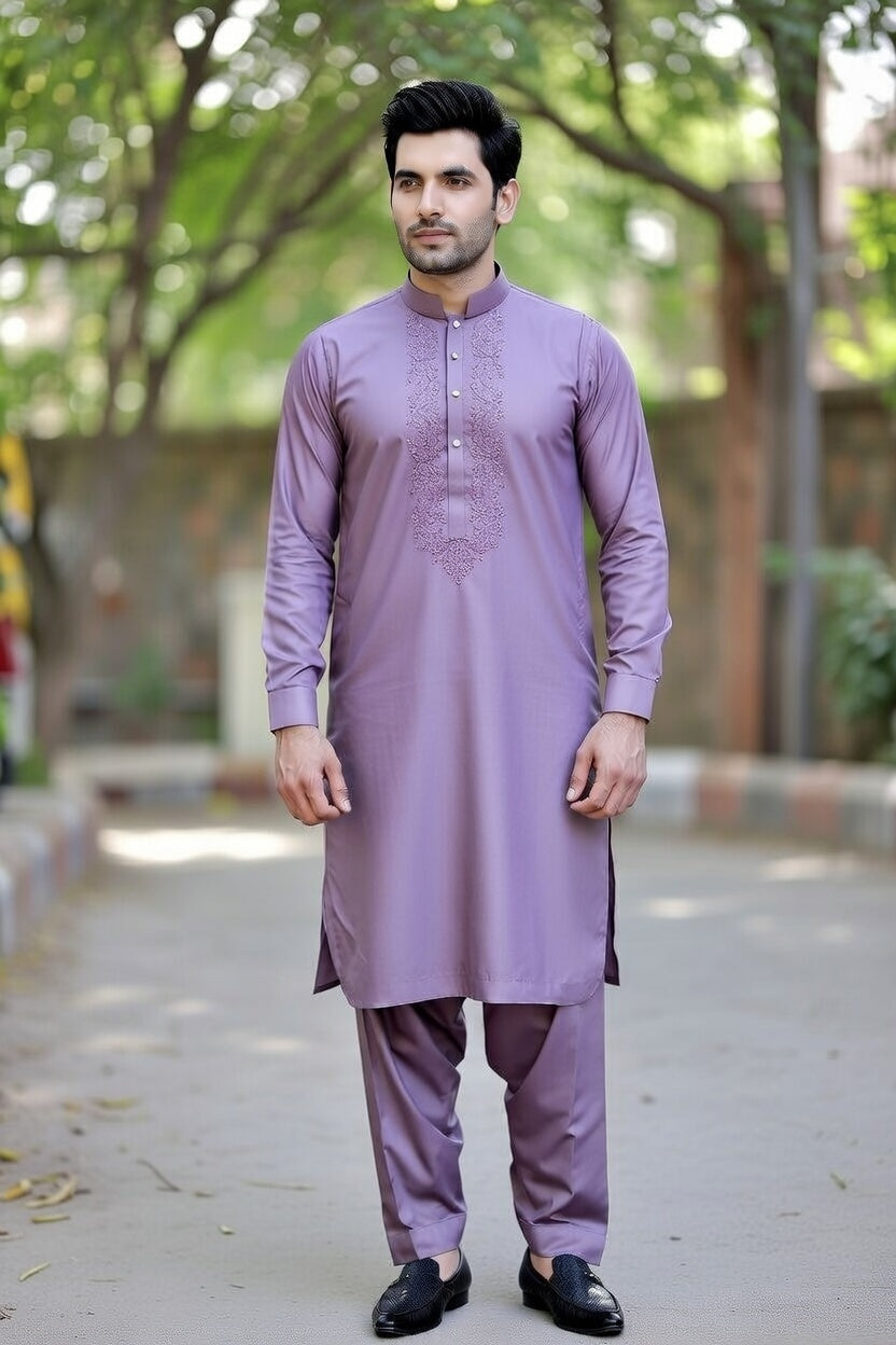 Lavendar Embroidered Shalwar Kameez – Luxury Formal Wear
