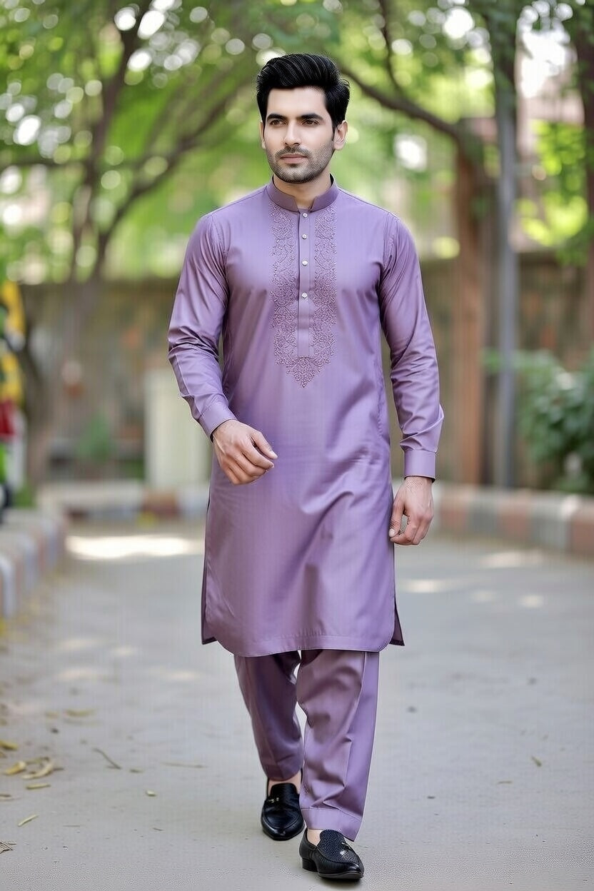 Lavendar Embroidered Shalwar Kameez – Luxury Formal Wear