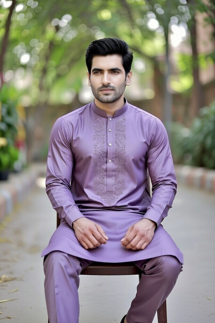 Lavendar Embroidered Shalwar Kameez – Luxury Formal Wear