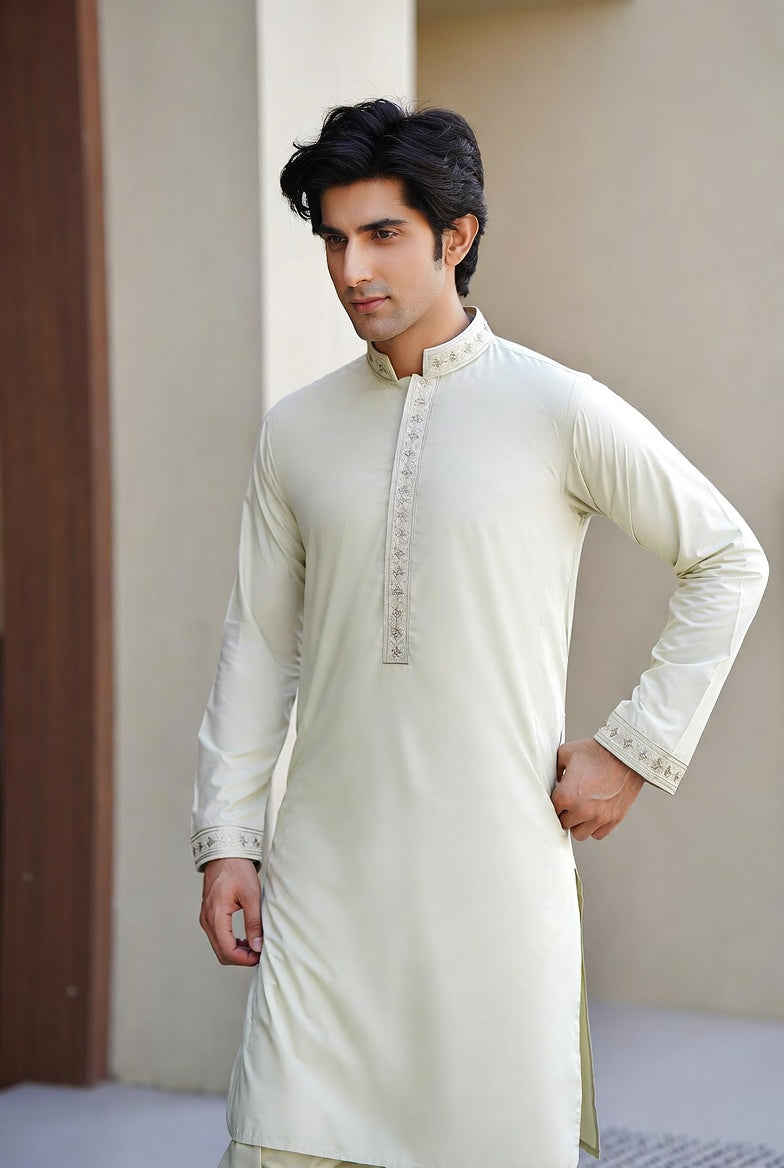 Cream Embroidered Shalwar Kameez – Luxury Formal Wear