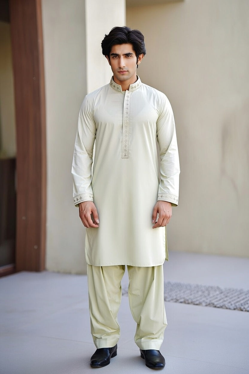 Cream Embroidered Shalwar Kameez – Luxury Formal Wear