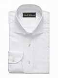 Milky white cotton formal dress shirt for men by Brands & Blends with classic spread collar, button front closure, and long sleeves with button cuffs designed for business, office, and formal occasions