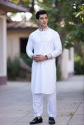White Embroidered Shalwar Kameez – Luxury Formal Wear